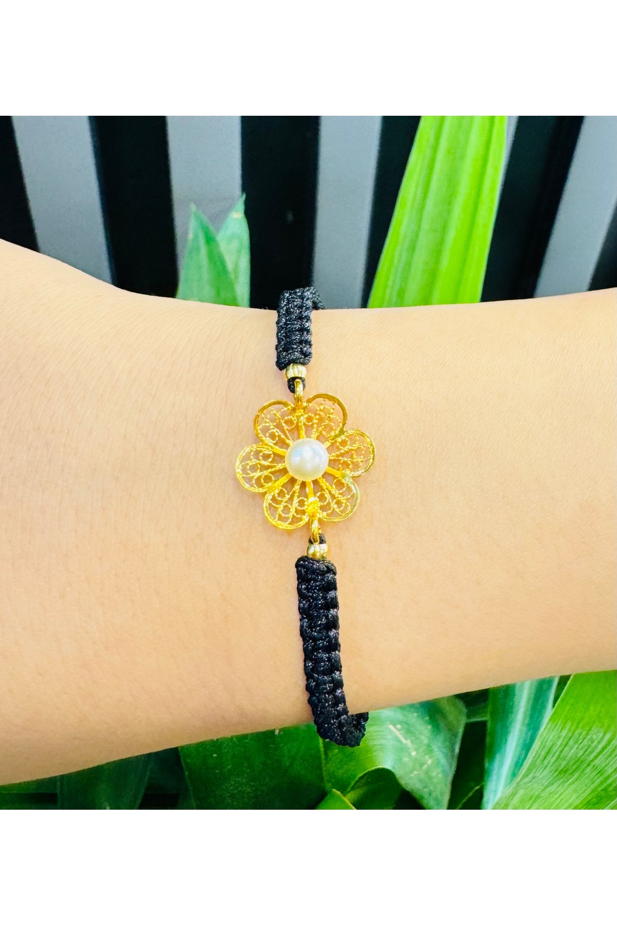 14 Ayar Altın İpli İncili Bileklik