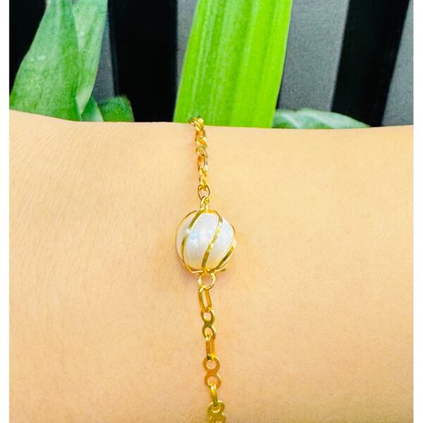 14 Ayar Altın Kafesli İnci Bileklik