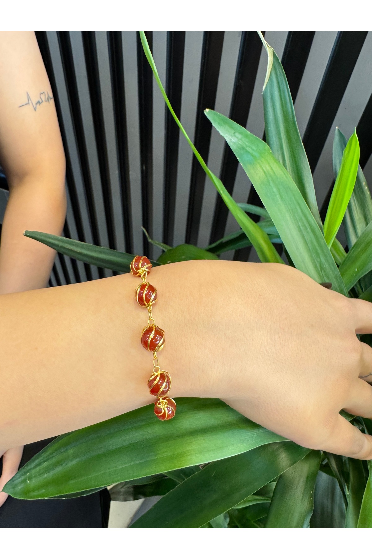 14 Ayar Altın Doğal Taşlı Bileklik