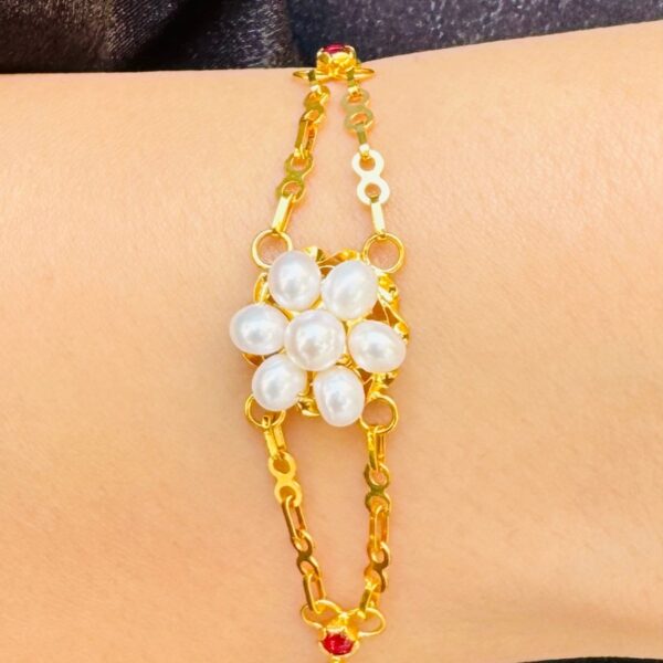 14 Ayar Altın İncili Papatya Bileklik