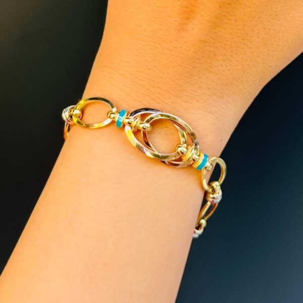 14 Ayar Altın Mineli Oval Sarmaşık Bileklik