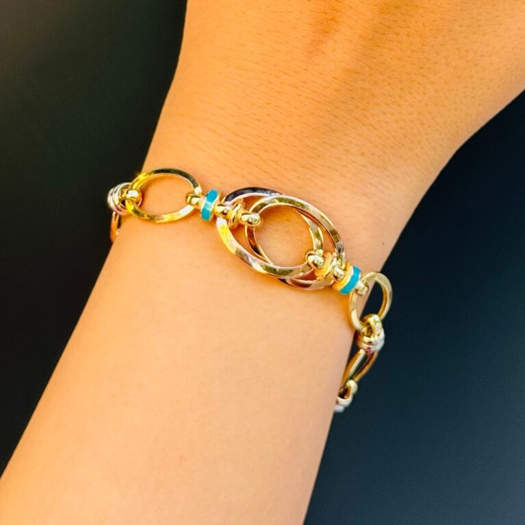 14 Ayar Altın Mineli Oval Sarmaşık Bileklik