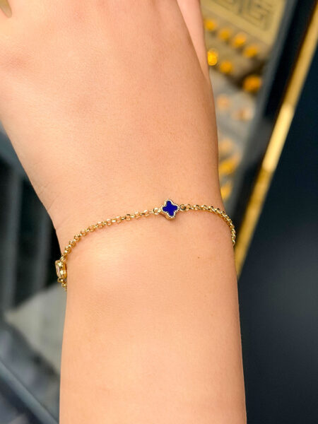 14 Ayar Altın Küçük Renkli Yonca Bileklik