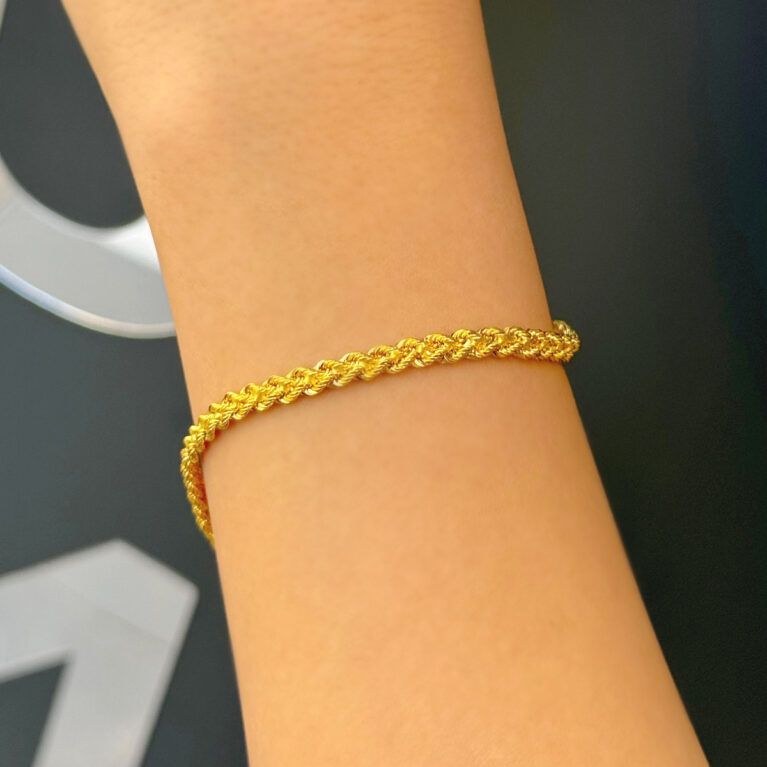 14 Ayar Altın Örgü Halat Bileklik