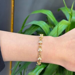 14 Ayar Altın Taşlı Tifffanyy Kelepçe Bileklik