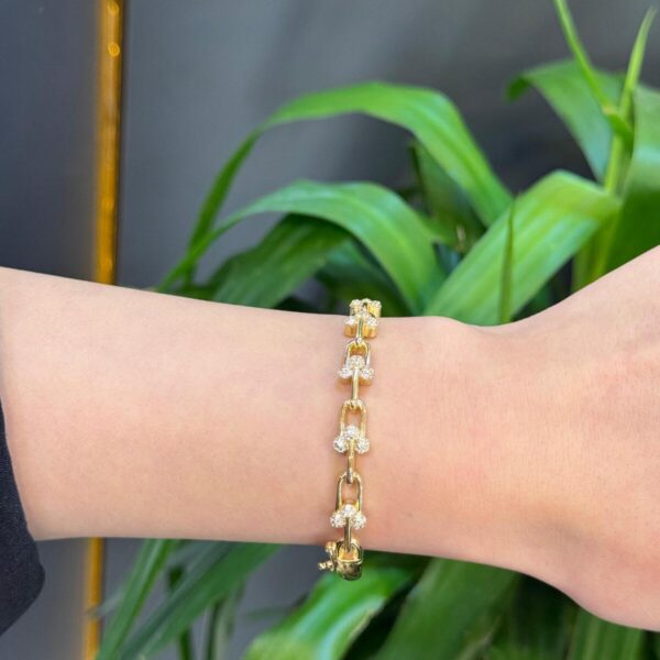 14 Ayar Altın Taşlı Tifffanyy Kelepçe Bileklik