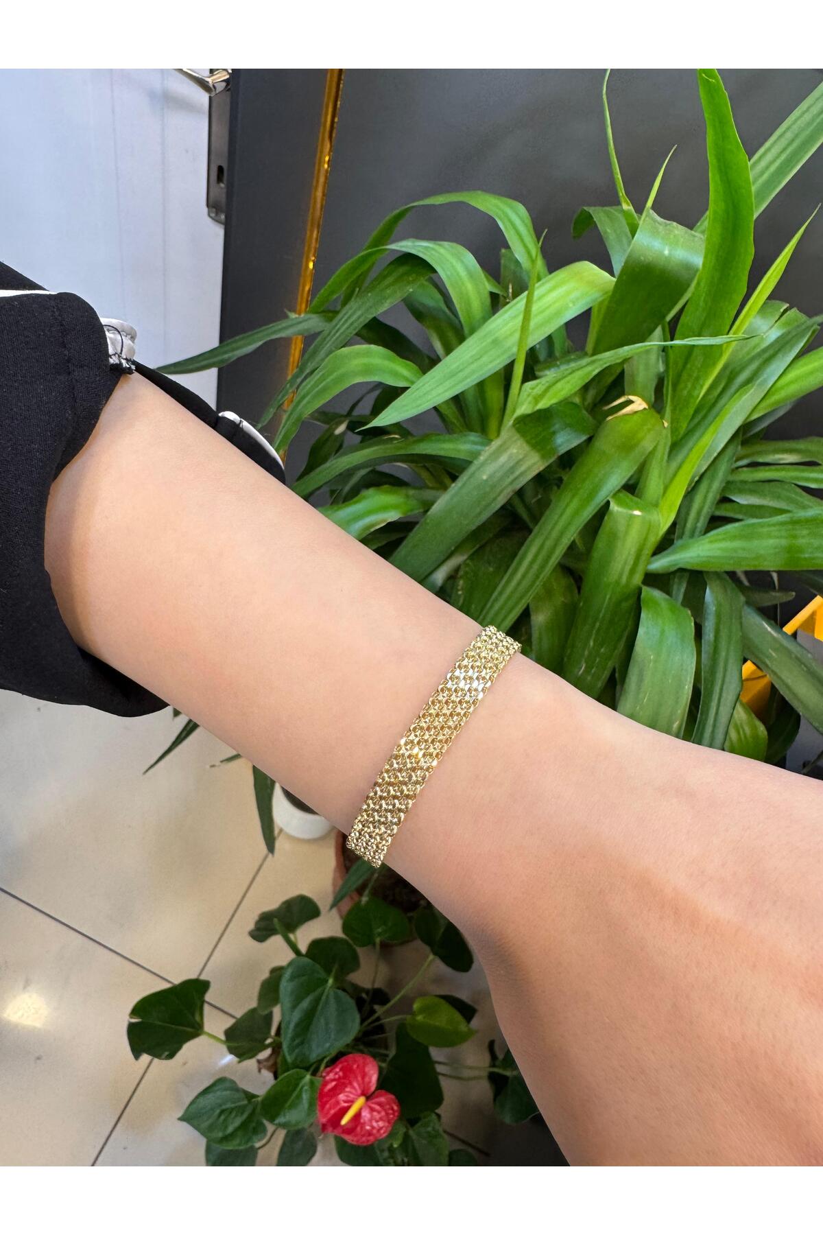 14 Ayar Altın Hasır Bileklik