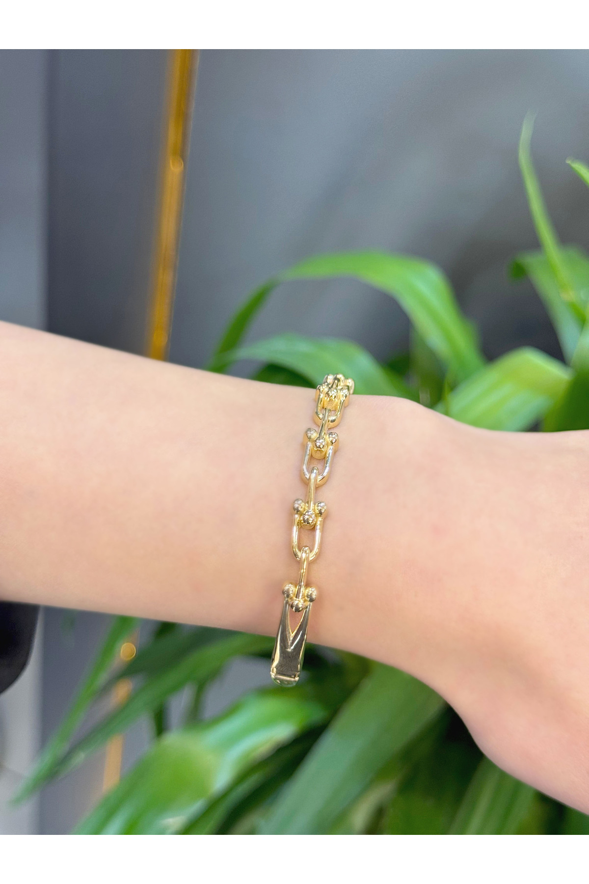 14 Ayar Altın Tifffanyy Kelepçe Bileklik