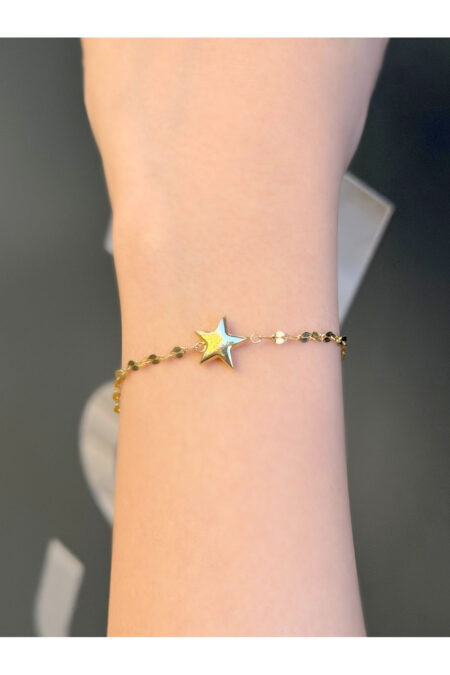 14 Ayar Altın Aynalı Yıldız Bileklik