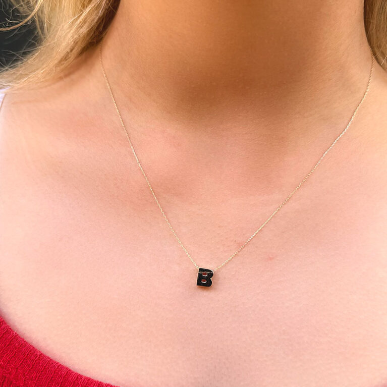 14 Ayar 3 Boyutlu B Harfli Kolye