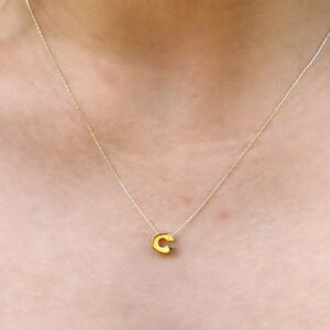 14 Ayar Altın 3 Boyutlu C Harfli Kolye