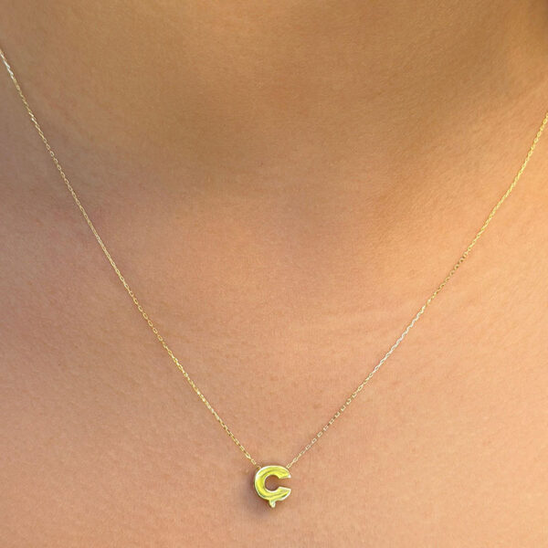 14 Ayar Altın Oval Ç Harfli Kolye