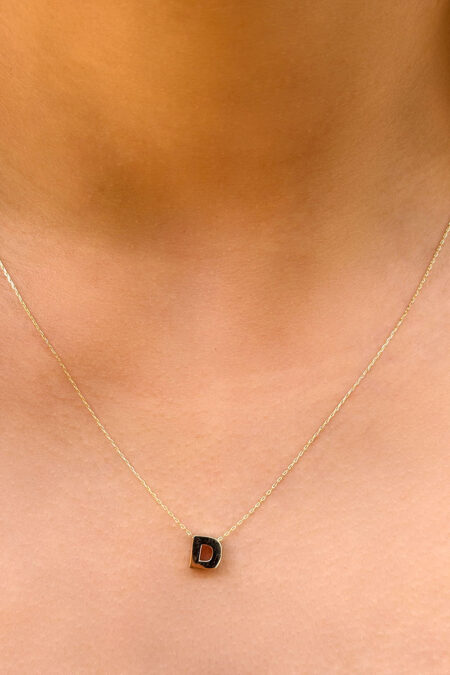 14 Ayar Altın 3 Boyutlu D Harfli Kolye