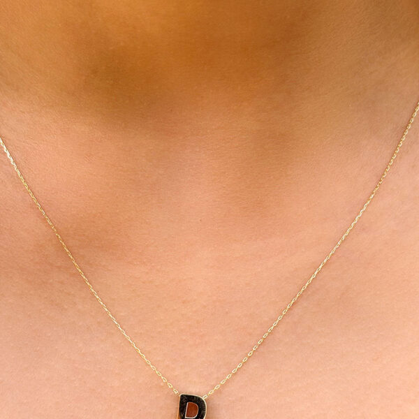 14 Ayar Altın 3 Boyutlu D Harfli Kolye