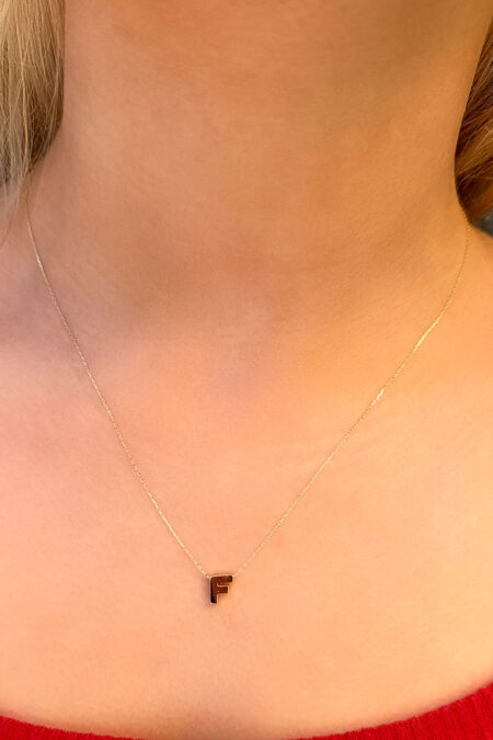 14 Ayar Altın 3 Boyutlu F Harfli Kolye