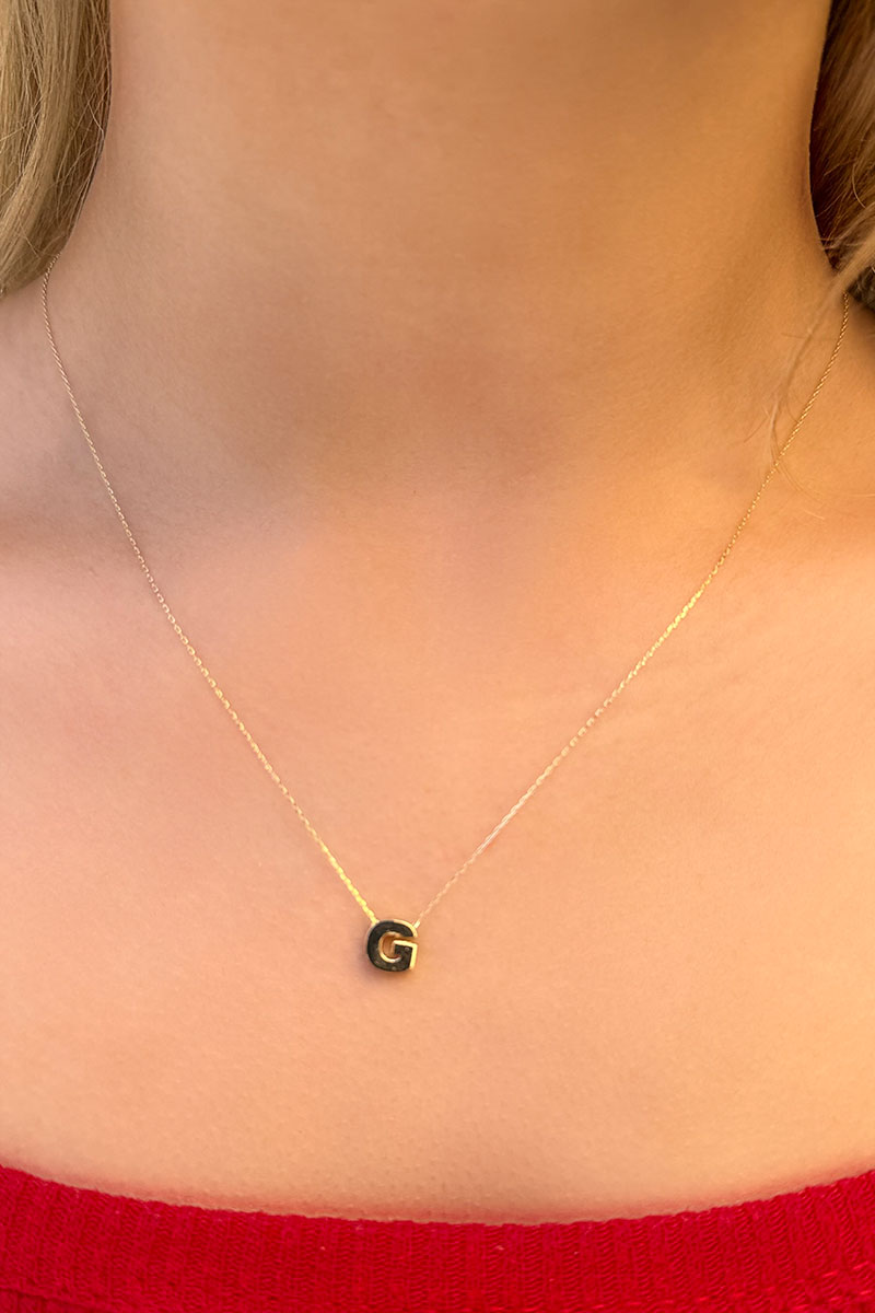 14 Ayar Altın 3 Boyutlu G Harfli Kolye