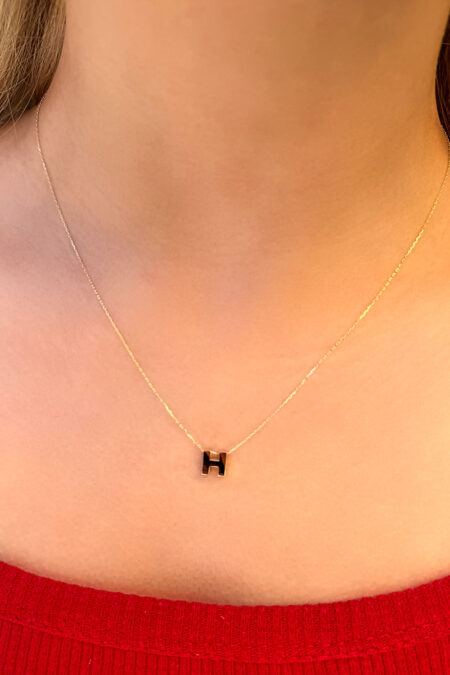 14 Ayar Altın 3 Boyutlu H Harfli Kolye