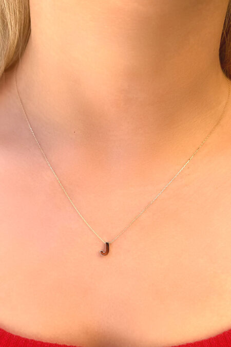 14 Ayar Altın 3 Boyutlu J Harfli Kolye