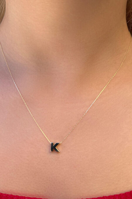 14 Ayar Altın 3 Boyutlu K Harfli Kolye