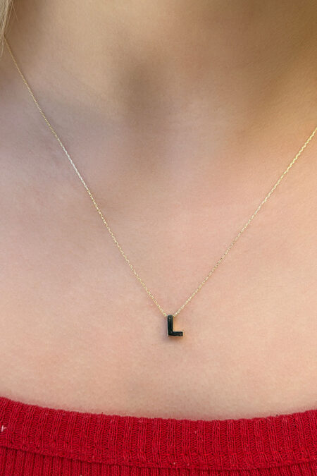 14 Ayar Altın 3 Boyutlu L Harfli Kolye