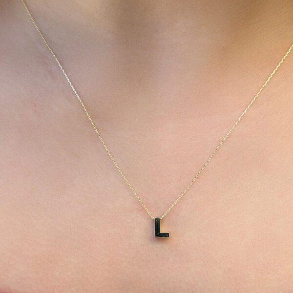 14 Ayar Altın 3 Boyutlu L Harfli Kolye