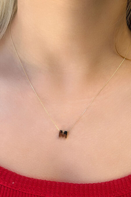 14 Ayar Altın 3 Boyutlu M Harfli Kolye