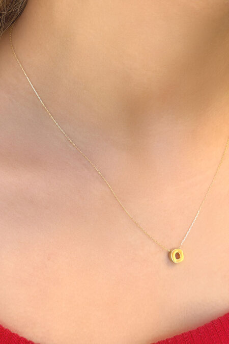 14 Ayar Altın 3 Boyutlu O Harfli Kolye