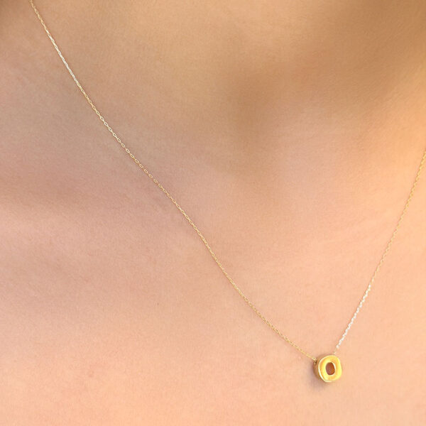 14 Ayar Altın 3 Boyutlu O Harfli Kolye