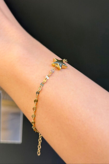 14 Ayar Altın Aynalı Balon Yıldız Bileklik