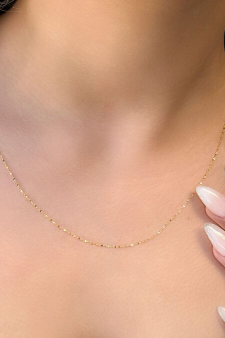 14 Ayar Altın Aynalı Zincir Kolye