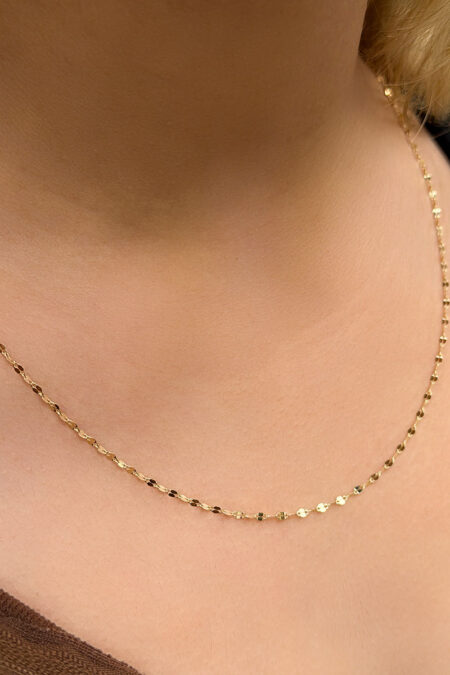 14 Ayar Altın Kalın Aynalı Zincir Kolye