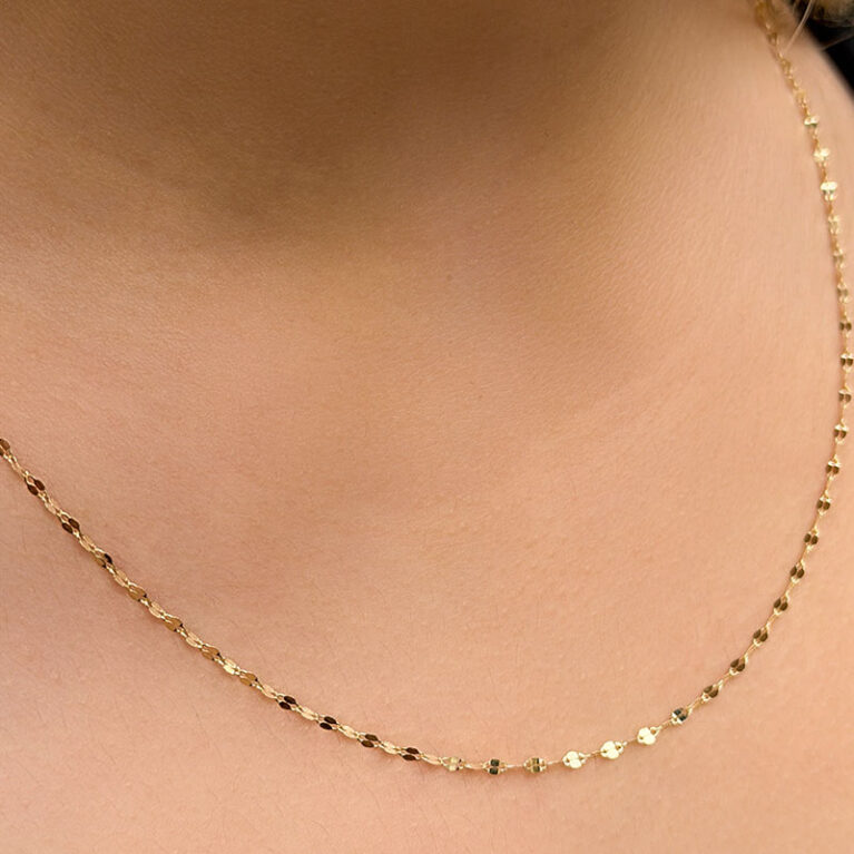 14 Ayar Altın Kalın Aynalı Zincir Kolye