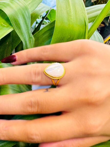 14 Ayar Altın Zemberek Sedef Taşlı Yüzük