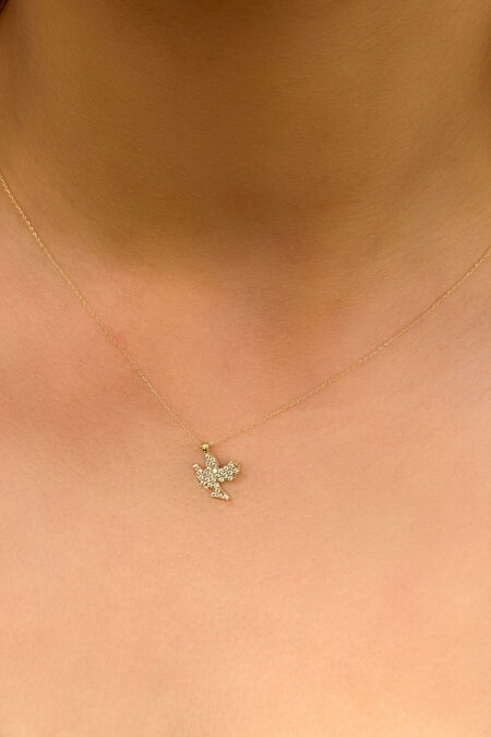 14 Ayar Altın Kuş Tasarımlı Kolye