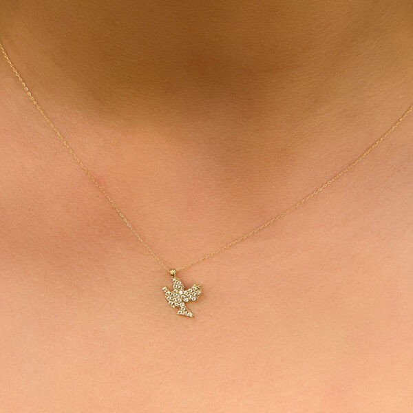 14 Ayar Altın Kuş Tasarımlı Kolye