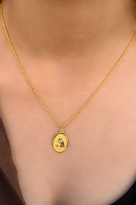 14 Ayar Altın Oval A Harfli Kolye