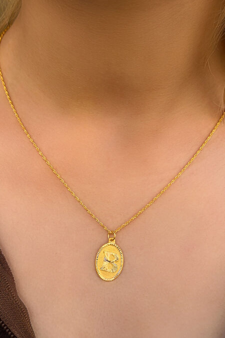 14 Ayar Altın Oval B Harfli Kolye