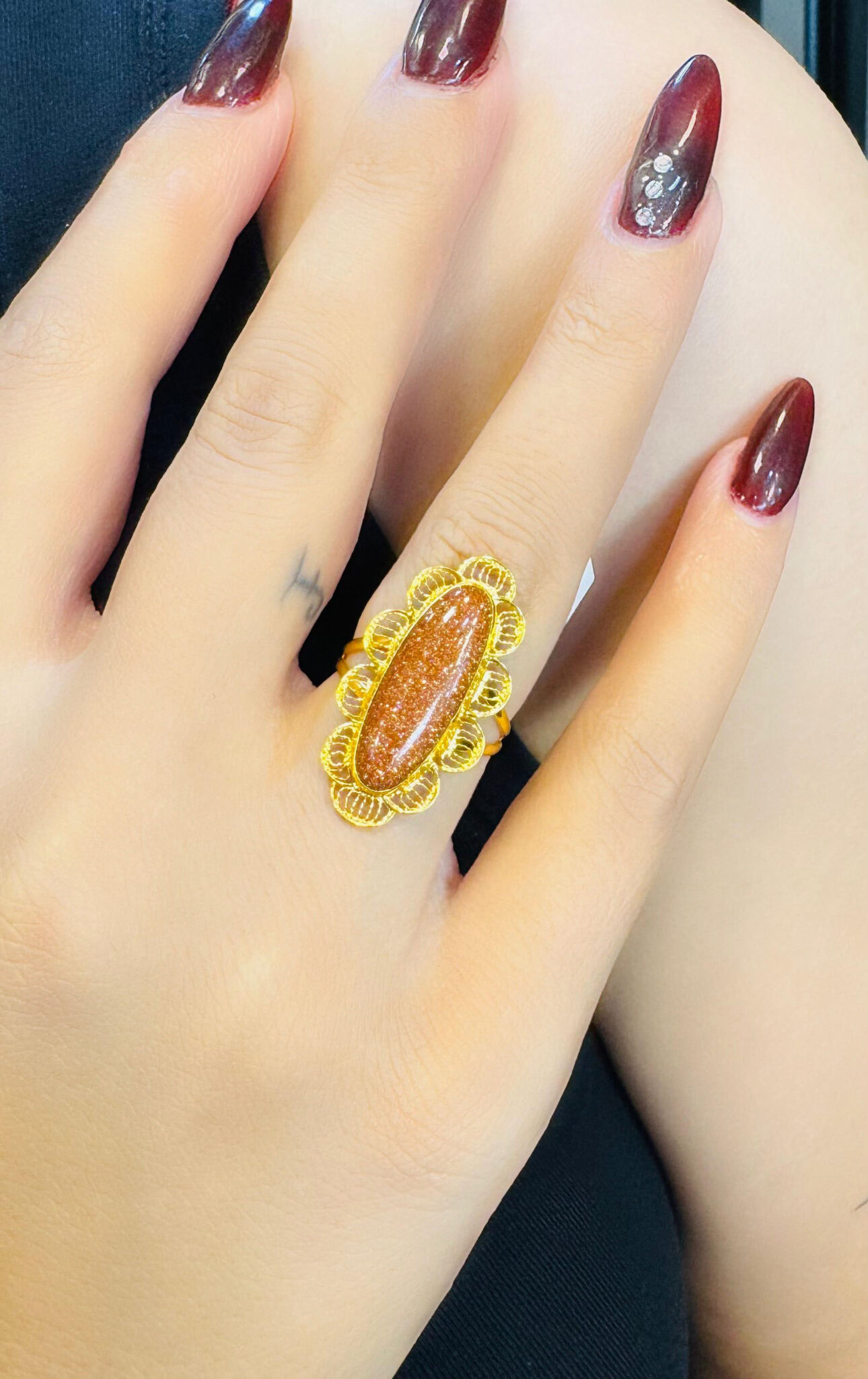 14 Ayar Altın Simli Kaplangözü Mardin El İşi Yüzük