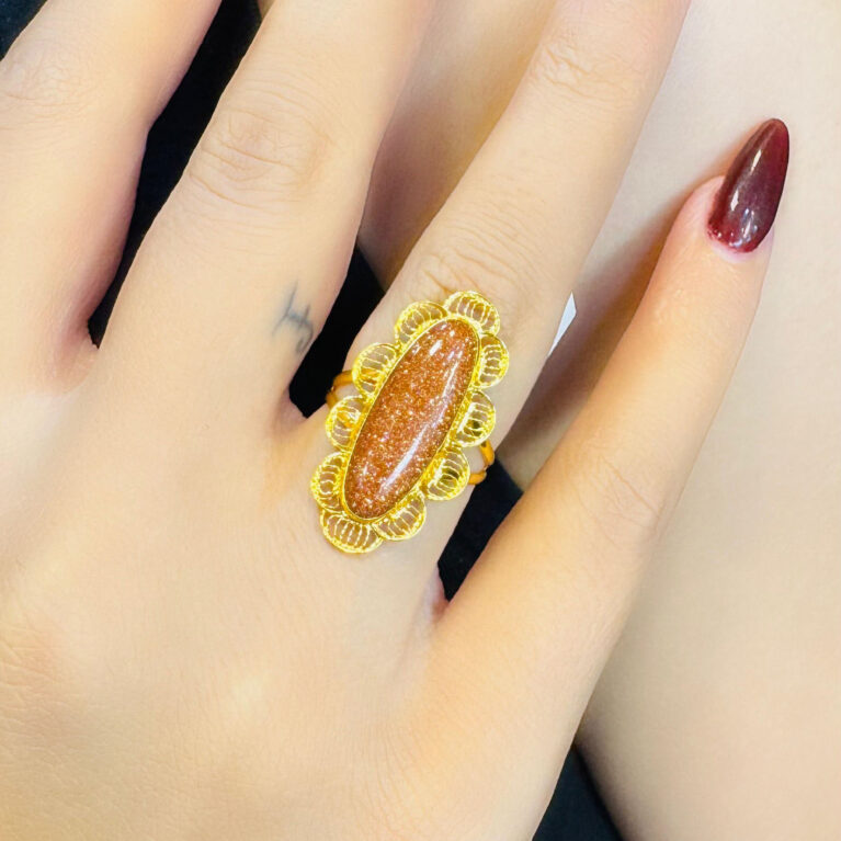 14 Ayar Altın Simli Kaplangözü Mardin El İşi Yüzük