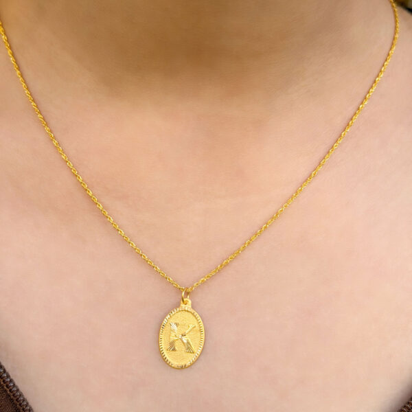 14 Ayar Altın Oval K Harfli Kolye