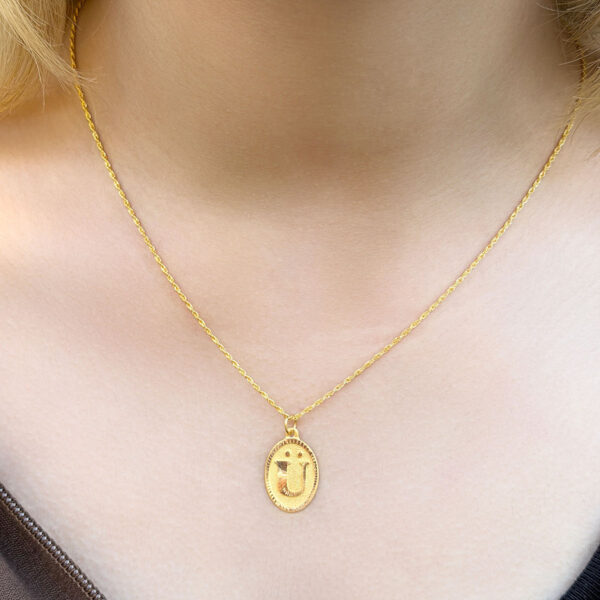 14 Ayar Altın Oval U Harfli Kolye