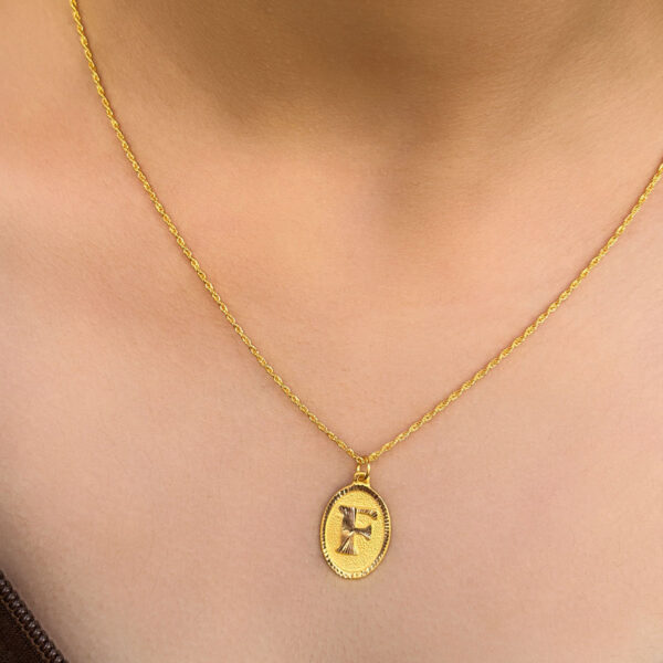 14 Ayar Altın Oval F Harfli Kolye