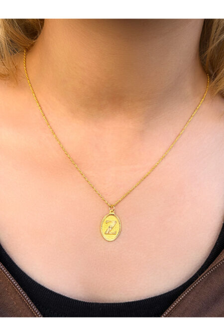 14 Ayar Altın Oval Z Harfli Kolye
