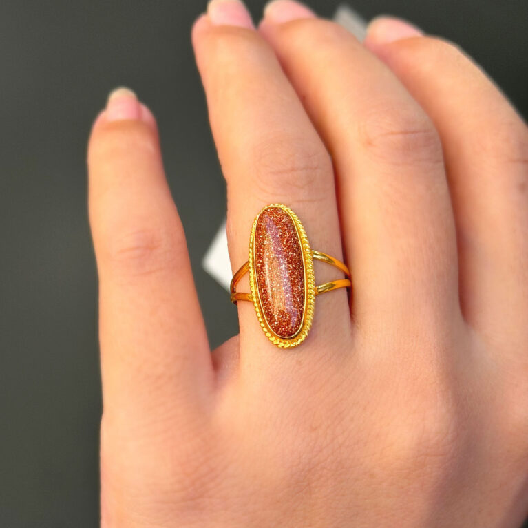 14 Ayar Altın Zemberek Simli Akik Taşlı Yüzük