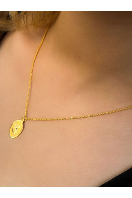 14 Ayar Altın Oval S Harfli Kolye
