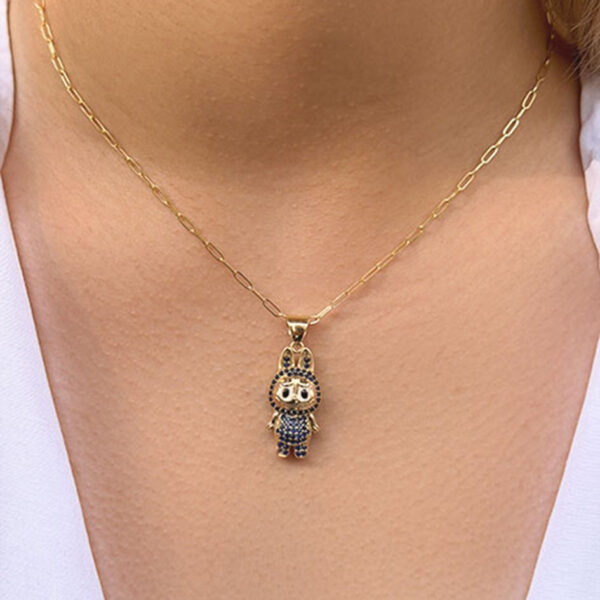 14 Ayar Altın Boncuklu Labubu Kolye