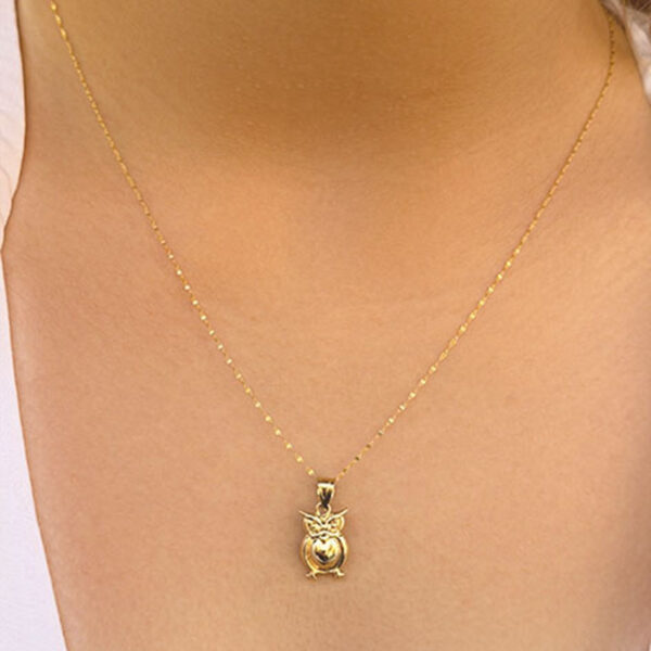 14 Ayar Altın Minik Baykuş Kolye