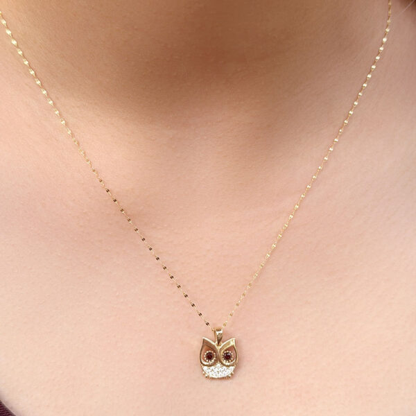 14 Ayar Altın Baykuş Tasarımlı Kolye