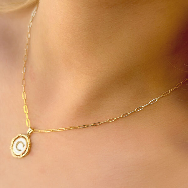 14 Ayar Retro C Harfi Kolye