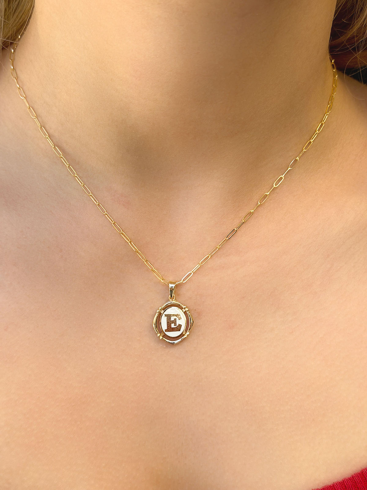 14 Ayar Retro E Harfi Kolye